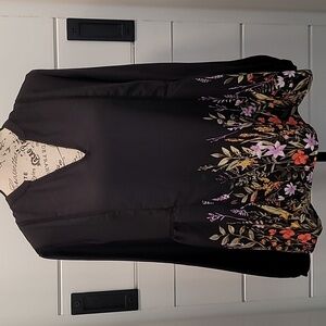 Floral & Black Blouse